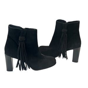 KAREN MIlLEN Black Tassle Suede Ankle Boots Size 39/8